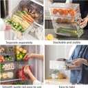 MANO Fridge Drawer Pull Out Stackable Bins with Handle Clear Refrigerator Drawers Organizer Food Storage Container Box with Dividers Plastic Produce Saver for Pantry, Cabinet, Kitchen, Clothes4Pack