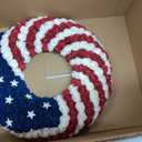 18Inch Patriotic Roses Wreath, 4th of July Summer Soft Touch Foam Roses Wreath for The Front Door, Handcrafted Memorial Day Artificial Flowers for Indoor and Outdoor