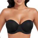 DotVol Women's Multiway Strapless Bra Full Figure Underwire Contour Beauty Back Plus Size Bra (42DD, Black)