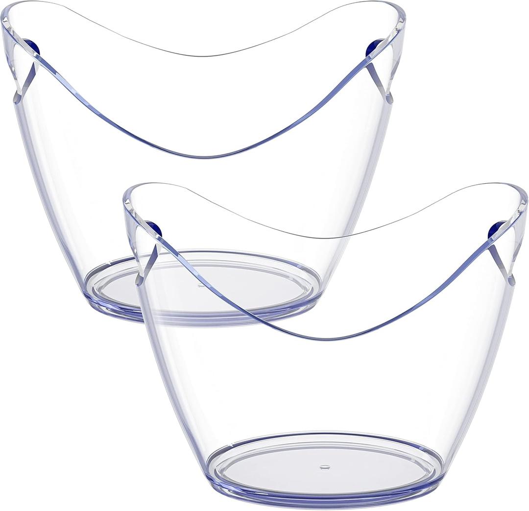 Ice Bucket- Ice Buckets for Parties - Clear Acrylic Champagne Bucket with Easy-to-Carry Handles - Good for up to 4 Wine or Champagne Bottles (4 Pack)