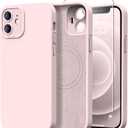 Designed for iPhone 12 Mini Case with Screen Protector - Upgraded Camera Protection - Wireless Charging Compatible - Silicone Protective Phone Case 5.4" for Men Women Girls - Pinky White