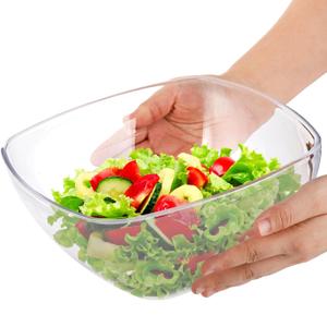 TOPZEA Set of 2 Clear Plastic Serving Bowls for Party, 94oz Acrylic Large Salad Mixing Bowl Set Kitchen Reusable Snacks Bowl for Fruit Chips Dips Popcorn, Break-Resistant