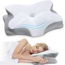 Cervical Neck Pillow for Neck & Shoulder Pain Relief, Ergonomic Orthopedic Memory Foam Pillow for Adults Sleeping, Cooling Contour Neck Support Pillow for Side Stomach Back Sleeper