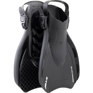 Cressi Star Short Adjustable Open Heel Fins - Light for Travel, Robust and Durable Design - Designed in Italy (L/XL | US Man 10-13 | US Lady 11-14, Black/Black)