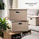 Extra Large Collapsible Storage Bins with Lids [5-Pack] Linen Fabric Foldable Storage Baskets Boxes Organizer Containers Cube with Cover for Bedroom Closet Office Nursery (22.8x15.75x13.8)