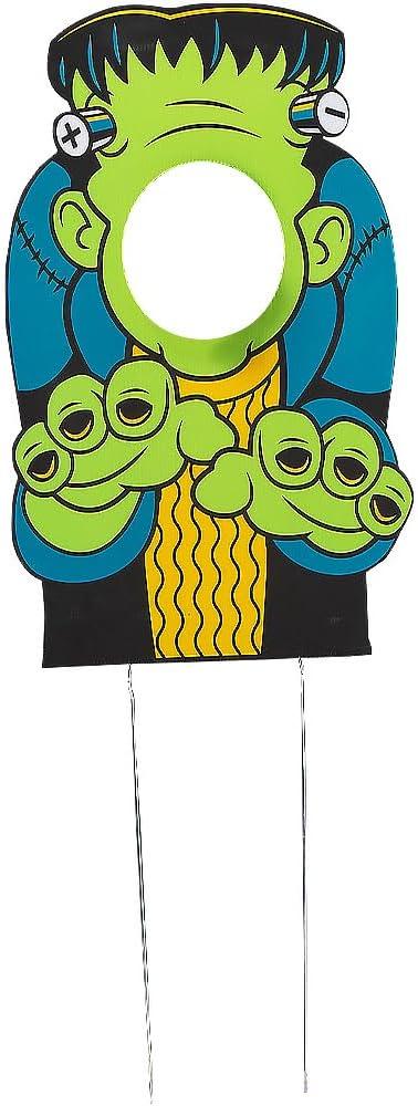 Fun Express Green Monster Face Yard Sign - Monster Inflatable Outdoor Decoration - Monster Birthday Party or Baby Shower Yard Signs - Lights for Holiday, Garden, Lawn Party Decor Outside