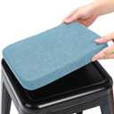 BUYUE Friendly Woven Fabric Magnetic Bar Stool Cushion 2 Piece, Enhanced Anti-Slip Breathable Small Chair Seat Pad for Caf Bistro Stackable Metal Stool (Square, Light Blue)