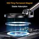 720Rotatable Vacuum Magnetic Phone Stand, Vacuum Magnetic Phone Holder Foldable&Adjustable, Suction Cup Phone Mount for Car/Gym/Mirror/Shower/Smooth Surface, Compatible iPhone 16 15 14 13 12 &Android (Black)