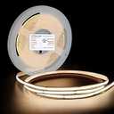 QiGe UL-Listed COB LED Strip Light 4000K, 5m/ 16.4ft DC 24V LED Strips, Dimmable High Lumen COB Tape Light, CRI 85+ Flexible Natural White LED Rope Lights for Bedroom, Stage, Home, Kitchen, DIY Lighting.