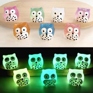 35pc Luminous Resin Owl, Glow in Dark Luminous Miniature Fairy Garden Accessories, Owl Micro Landscape Accessories Cake Topper Decorations Home Dcor