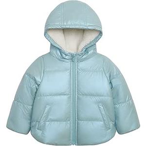 Carter's Girls' Winter Coat Puffer Jacket with Sherpa Lined Hood, Iridescent Blue, 6X