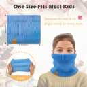 Unisex Kids Fleece-Lined Ribbed Thermal Knit Neck Warmer Gaiter | Dual Layer Winter Scarf Face Cover for Skiing Hiking (Beige/White)