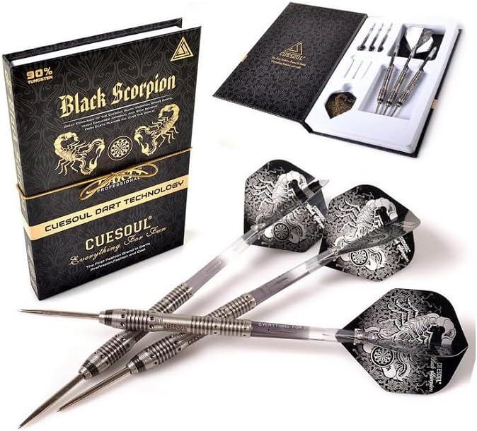 US Darts CUESOUL Black Scorpion 24 Grams 90% Tungsten Steel Tip Dart Set + Bonus Upgrade Kit US Darts CUESOUL Black Scorpion 24 Grams 90% Tungsten Steel Tip Dart Set + Bonus Upgrade Kit