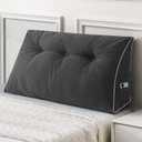 Sasttie Headboard Pillow Twin/Twin XL, Wedge Pillow Headboard for Dorm, Triangular Daybed Backrest Cushion for Sitting or Reading in Bed, with Removable Washable Cover, Dark Grey