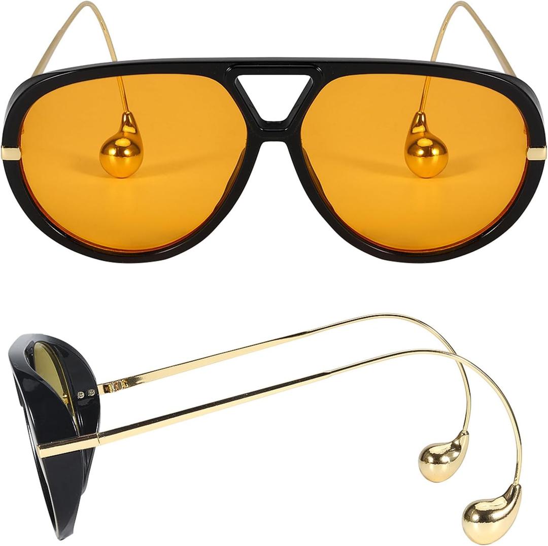 Oversized Aviator Sunglasses with Earring for Women Large Big UV400 Protection Designer 2025 Ladies Shades