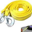 Qurbuns Heavy Duty Car Tow Strap with Hooks, 30000 lbs Capacity Nylon Winch Strap with Forged D-Ring Hook, 20FT Reflective Emergency Recovery Towing Straps, Car Truck Boat Towing Accessories (Yellow)