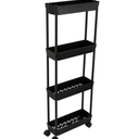 Sooyee 4 Tier Slim Storage Cart,Rolling Storage Cart,Narrow Shelf,Bathroom Rack,Mobile Shelving Unit Organizer for Kitchen, Bathroom, Laundry Room, Black