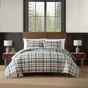 Eddie Bauer - Twin Duvet Cover Set, Reversible Bedding with Matching Sham, Plaid Bedding Set (Port Gamble Blue, Twin)