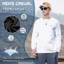 ZVX Heavy-Duty Pure Cotton Casual Long Sleeved T-Shirt for Men's Autumn Fashion Brand Contrasting Color T-Shirt (White, XL)