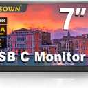 7 inch mini Small Monitor HD IPS 1024x600 LCD Screen 7inch USB C Portable Monitors External Display for Phone Laptop PC, Build in Speakers (P70D)