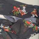 Women's Floral Print Puff Sleeve Kimono Cardigan Loose Cover Up Casual Blouse Tops 2026 (Black), 4XL