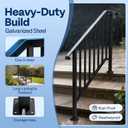VIVOHOME 2-Pack Galvanized Steel Hand Rails for Outdoor Steps 40.6" Curved Ends and Safety Balusters Exterior Railing Kit for Porch, Deck, or Indoor Stairs (4-Step, Black)