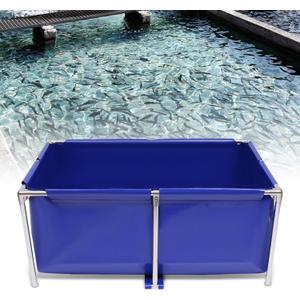 Canvas Fish Pond, Foldable Water Storage Pond Modern Blue Aquarium Fish Water Tank with T-Shaped Steel Frame, Rectangle Canvas Show Tank for The Cultivation of Lobster