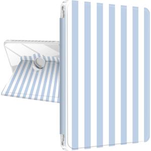TopPerfekt Case for iPad 11th (A16) 11-inch 2025 / 10th Generation 10.9-inch 2022, Striped Cute Style Case Shockproof Auto Sleep/Wake 360 Degree Rotation Stand Cover Clear Back- Blue