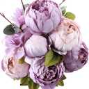 Duovlo Fake Flowers Vintage Artificial Peony Silk Flowers Wedding Home Decoration,Pack of 1 (New Purple)