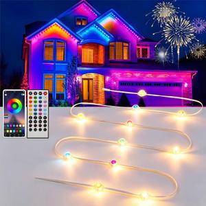 Vanesa 500ft Permanent Outdoor Lights for House, IP67 Waterproof with App & Remote Control, Courtyard Party Light Strips Flexible Outdoor DIY Tape Lights for Deck Garden, All Saints' Day Decoration
