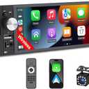 Single DIN Car Stereo with Wireless Apple CarPlay Car Radio Android Auto, 6.36" IPS Touchscreen, Bluetooth 5.2, FM/AM RDS Radio, Backup Camera Support, Type-C & Dual USB, 4x60W Audio Output