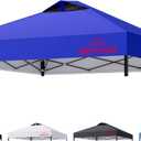 Pop Up Canopy Replacement Top with Air Vent and 1" Reserved Velcro Strip (10x10, Blue)