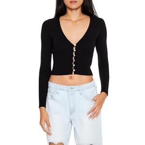 Forever 21 Women's Cropped Cardigan Sweater Black X-Small