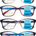 4 Pack Progressive Multifocus Reading Glasses for Women Men Spring Hinge Blue Light Blocking Readers (Mix)