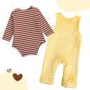 JiAmy Newborn Baby Outfit Baby Fleece Overalls Toddler Flannel Onesie Romper Two-piece Set