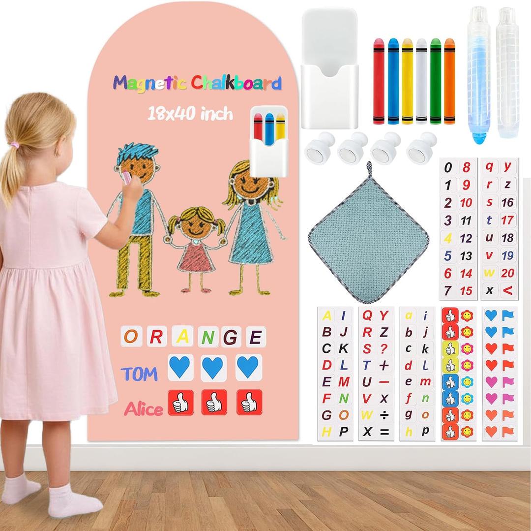 Arch Magnetic Chalkboard Wall Decal for Kids,Upgraded Thickened Magnetic Chalkboard for Wall,Suitable for Home Decoration Wallpaper and Children's Game Room,School (Camel Pink, 18x40 Inch)