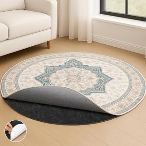 Deep Dream Dual Surface 7' Round Rug Pad, Waterproof 1/8" Thick Felt + Rubber Backing, Non Slip Round Carpet Gripper for Area Rugs, Protective Cushioned Pads for All Floors