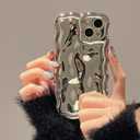 FABSPARK Case for iPhone 13 Pro Max,3D Meteorite Bubble Pattern Electroplate Plating Glitter Curly Wavy Frame Glossy Case,Soft TPU Shockproof for iPhone 13 Pro Max 6.7 Inch,Silvery