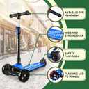 Besrey Kick Scooter for Kids Ages 3-10, 3-Wheel Folding Scooter with Adjustable Height, LED Light Wheels, Extra Wide Deck for Outdoor Activities, Blue