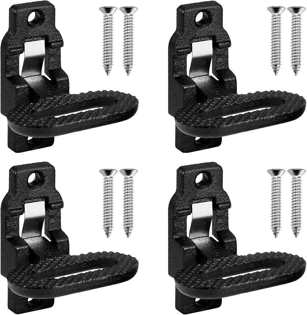 4 Pack Black Folding Safety Step Steel Heavy-Duty Fold Down Utility Body Step Grab flip-up Handle Step for Truck,Trailers, Busses, Boat, RV, Camper, and Other Vehicles E-Coat