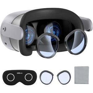 STARTRC GAMES Lens Protector Set Compatible with Meta Quest 3S Accessories, Soft Lens Protector Cover, Glasses Spacer with Blue Light Blocking Glasses for Oculus Quest 3S/Quest 2 (Not Fit for Quest 3)