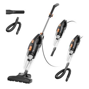 Corded Stick Vacuum Cleaner - Lightweight, Powerful Suction with 450W Motor, 3-in-1 16.4Ft Cord Vacuum Cleaners for Home, Hard Floor, Carpet, Pet Hair Black Orange
