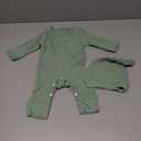 Newborn Baby Boy Girl Clothes Infant One Piece Rompers Solid Ribbed Knit Hat Long Sleeve Clothing Set (Preemie, Light Green)