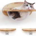 FUKUMARU Cat Wall Furniture Set, Transparent Capsule Kitten Walls Shelves with 2 PCS Pedals - Premium Kitty Bed for Sleeping, Playing, Climbing, and Lounging - Easily Holds Up to 35 Lbs
