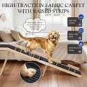 Easyego Foldable Dog Ramp for Bed and Couch, 74" Wood Pet Ramp with Side Rails and High Traction Carpet, 22 Gentle Long Slope, Top Landing Platform, Supports up to 200 LBS for Senior Dogs - Natural