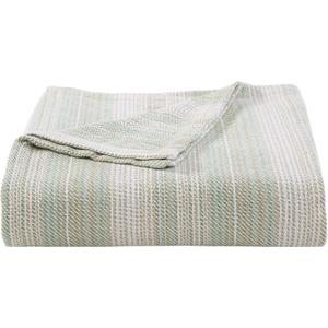 Tommy Bahama- Queen Blanket, Soft Cotton Bedding, Coastal Inspired Bedding Essentials (Sandy Shore Stripe Green, Queen)