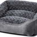 JOEJOY Rectangle Dog Bed for Large Medium Small Dogs - Washable Orthopedic Sofa Bed, Soft Breathable Puppy & Pet Cuddler, Durable Calming Dog Bed with Anti-Slip Bottom, Multiple Sizes, Dark Grey (M(25"x 21"x 8"))