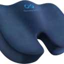 Everlasting Comfort Doctor Recommended Memory Foam Seat Cushion for Office Chairs & Car - Ergonomic Office Desk Accessories - Cushions for Tailbone Pain Relief, Sciatica (Navy Blue, Large)