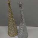 Juegoal Lighted Christmas Table Decorations with Star and 10 LED Lights Battery Operated, Indoor Xmas Thanksgiving Holiday Wedding Party Tabletop Desk Ornament, Set of 2 (Gold, Silver)