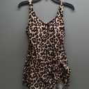 Eomenie One Piece Swimdress Swimsuits for Women Tummy Control Swim Dresses Skirt Bathing Suit (Large, Leopard)